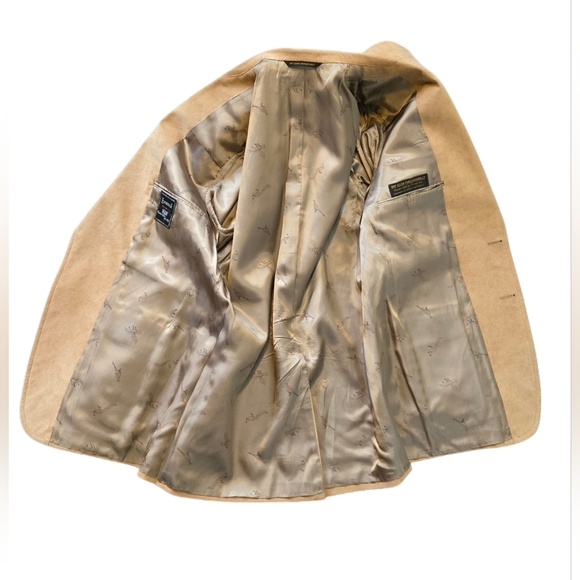 Vtg Camel Faux Suede Blazer Made USA Wedding Prom BusinessCore Size 36 - Picture 4 of 9